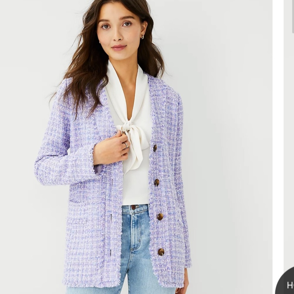 Fringe Tweed Cardigan Jacket